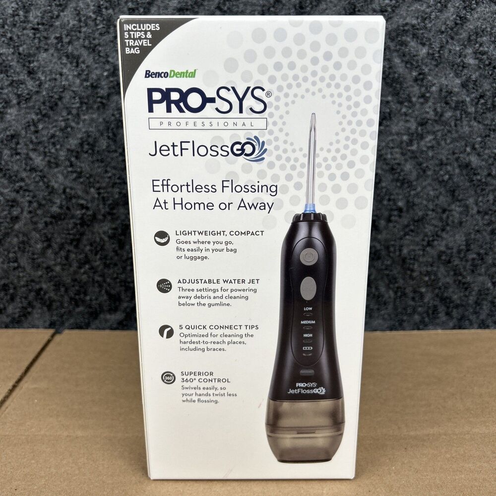 PRO-SYS JetFloss GO Cordless Water Flosser Rechargeable Portable Dental Black